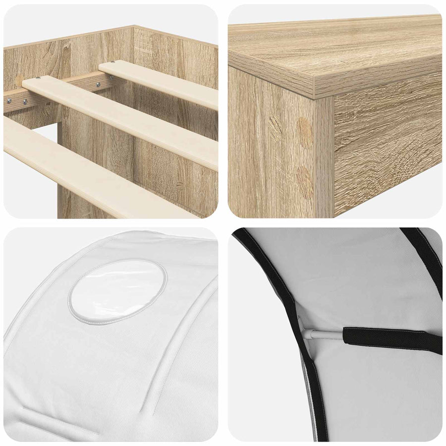 Bed met Tunnel 3 st Sonoma eiken en wit Bewerkt hout