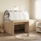 Bed met tunnel en bureau 142x203x75 cm Sonoma eiken wit bewerkt hout