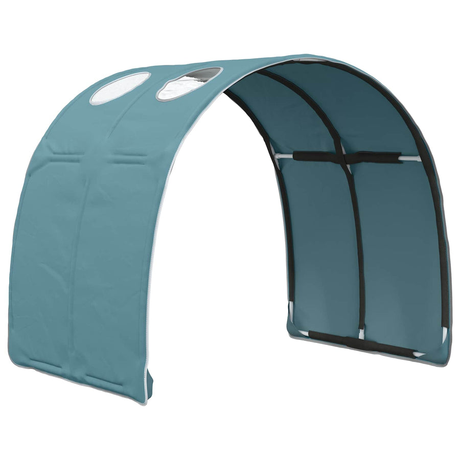 Hoge Bed Frame met Bureau voor Kinderen Wit en Lichtblauw