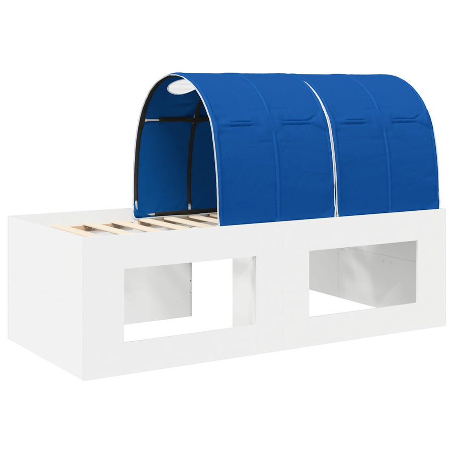 Hoge Bed Frame met Bureau voor Kinderen Wit en Blauw