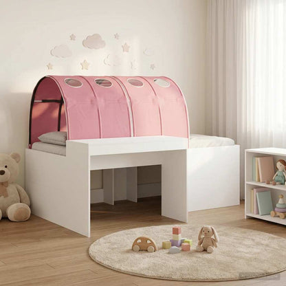 Hoge Bed Frame met Bureau voor Kinderen Wit en Roze