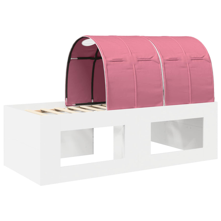Hoge Bed Frame met Bureau voor Kinderen Wit en Roze