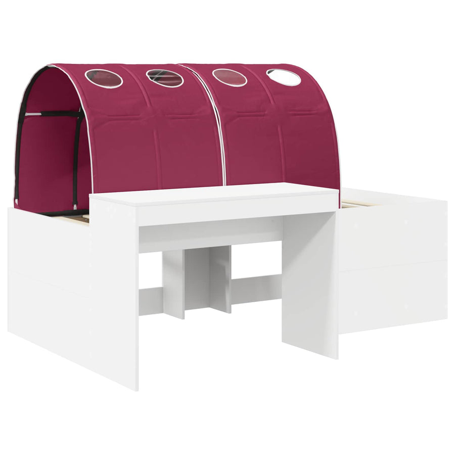 Hoge Bed Frame met Bureau voor Kinderen Wit en Rood