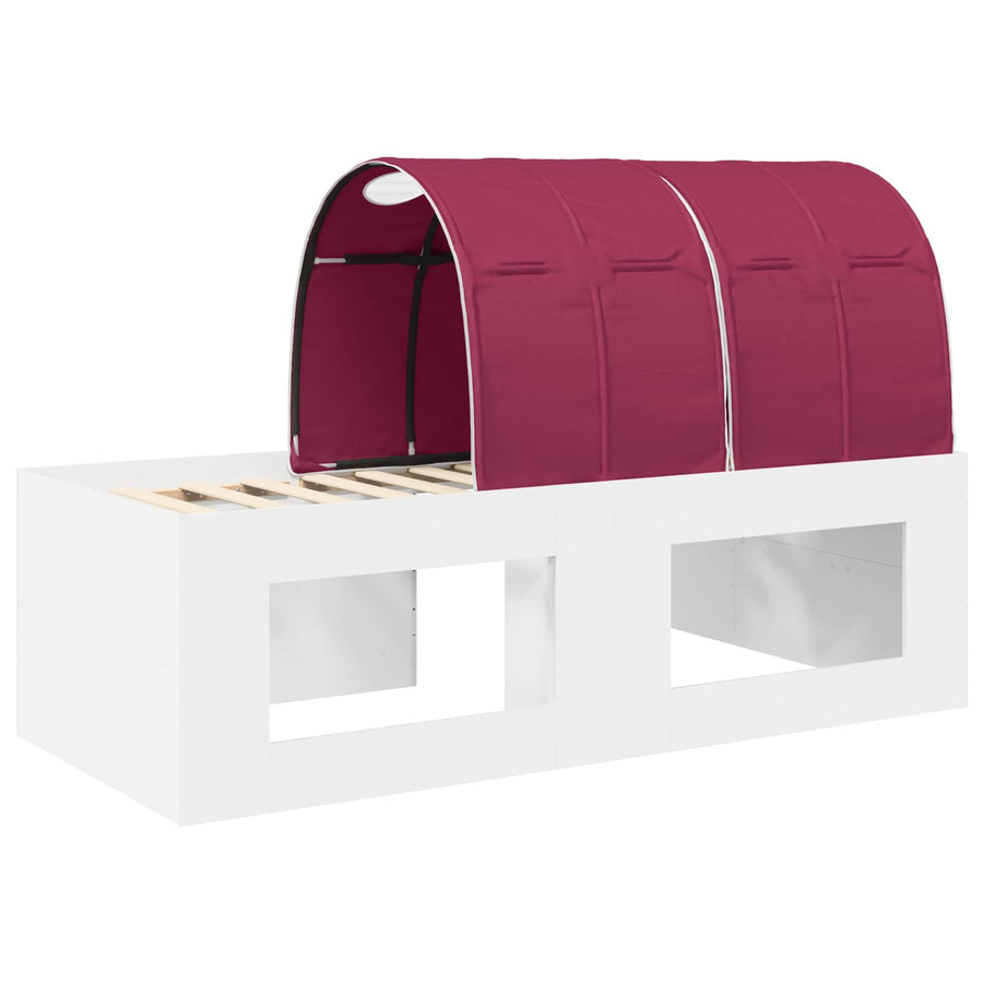 Hoge Bed Frame met Bureau voor Kinderen Wit en Rood