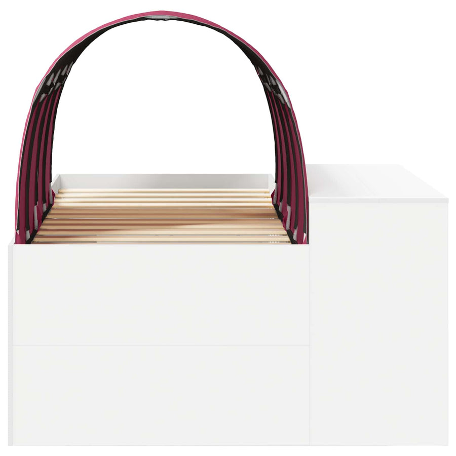 Hoge Bed Frame met Bureau voor Kinderen Wit en Rood