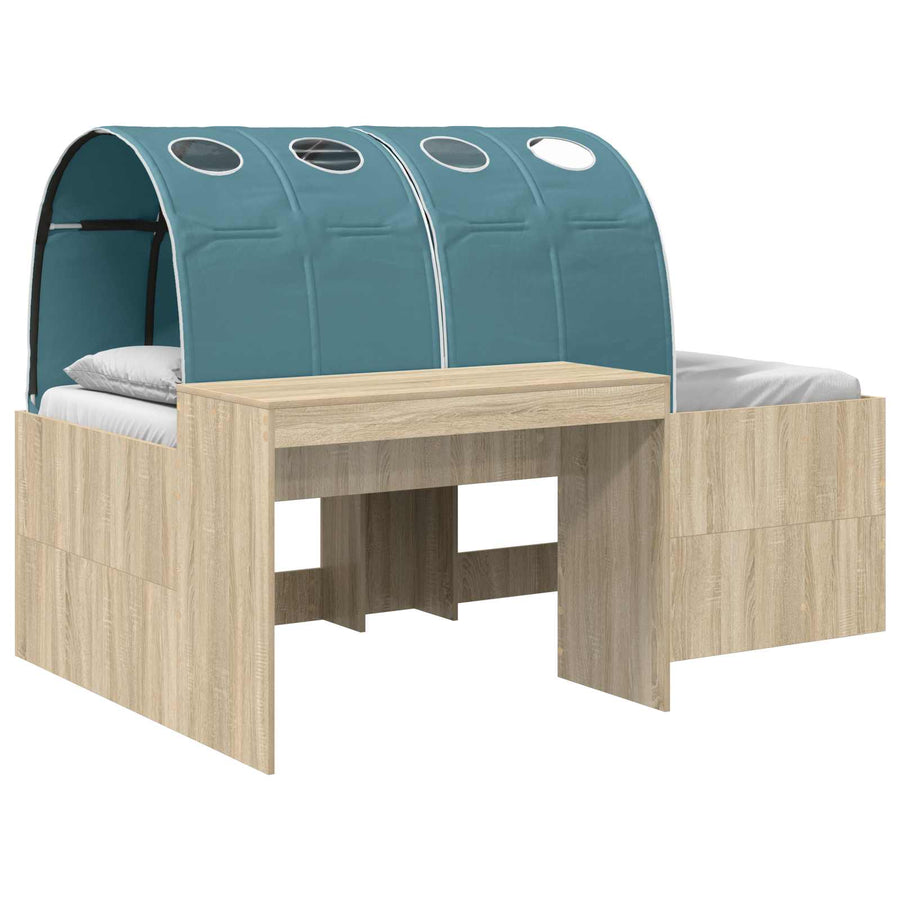 Hoge Bed Frame met Bureau voor Kinderen 3 st Bewerkt hout