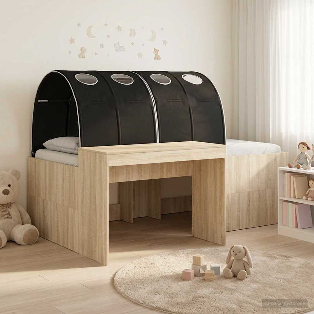 Hoge Bed Frame met Bureau voor Kinderen 3 st Bewerkt hout