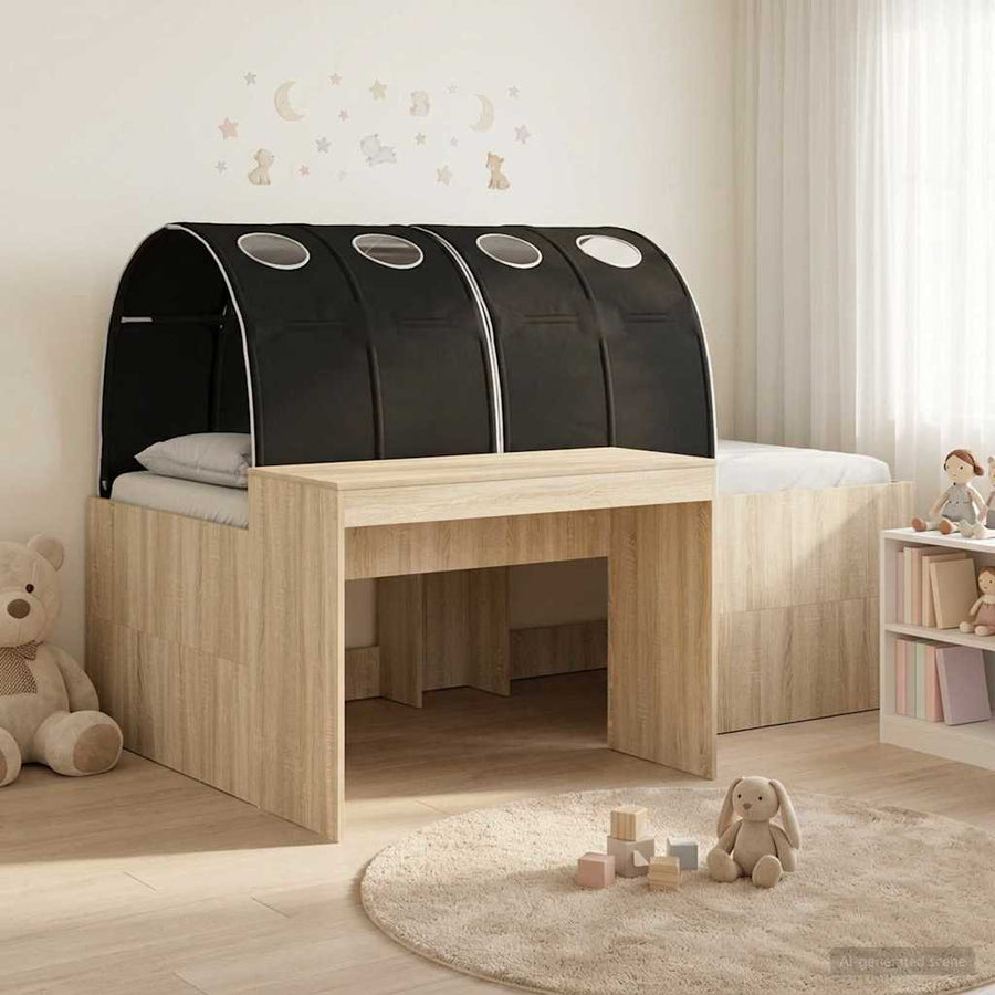 Hoge Bed Frame met Bureau voor Kinderen 3 st Bewerkt hout