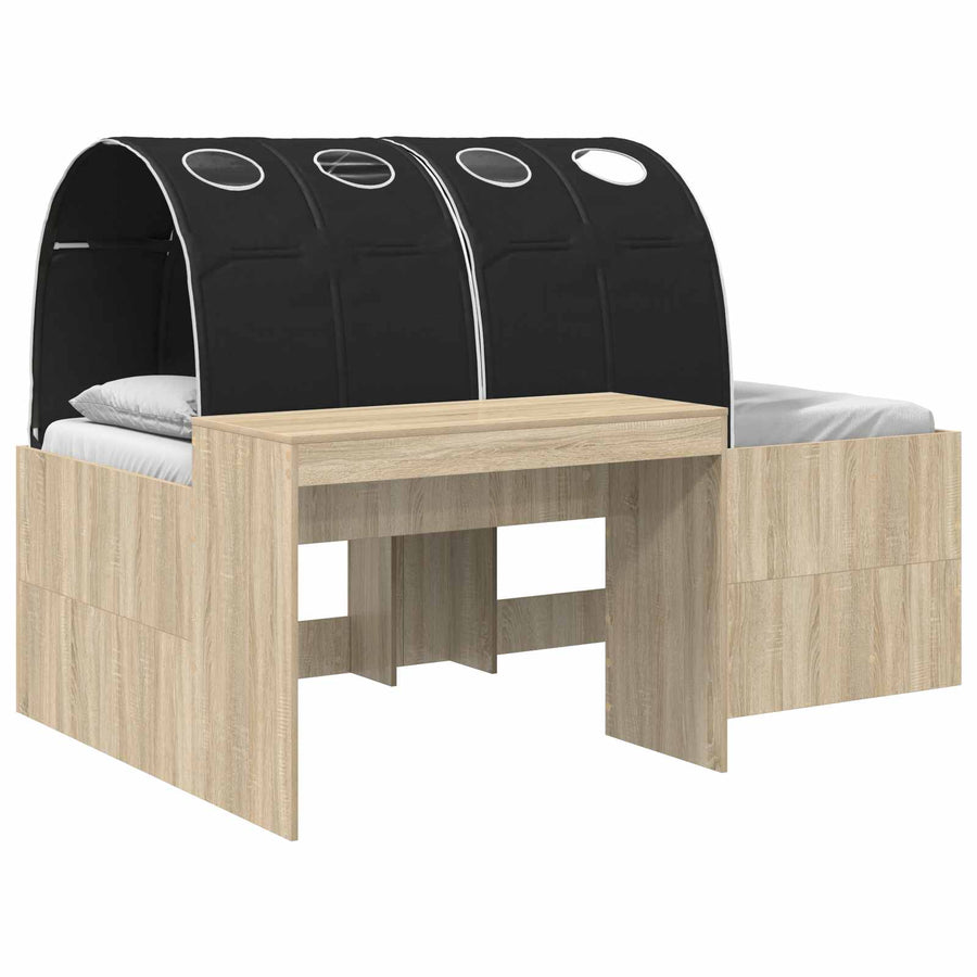 Hoge Bed Frame met Bureau voor Kinderen 3 st Bewerkt hout