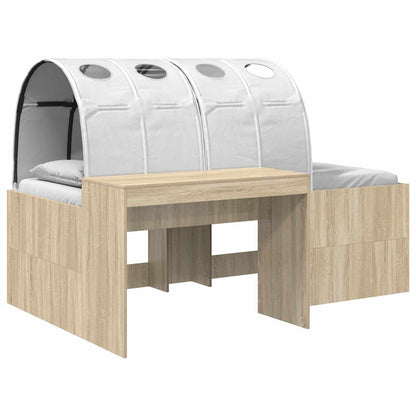 Hoge Bed Frame met Bureau voor Kinderen 3 st Bewerkt hout