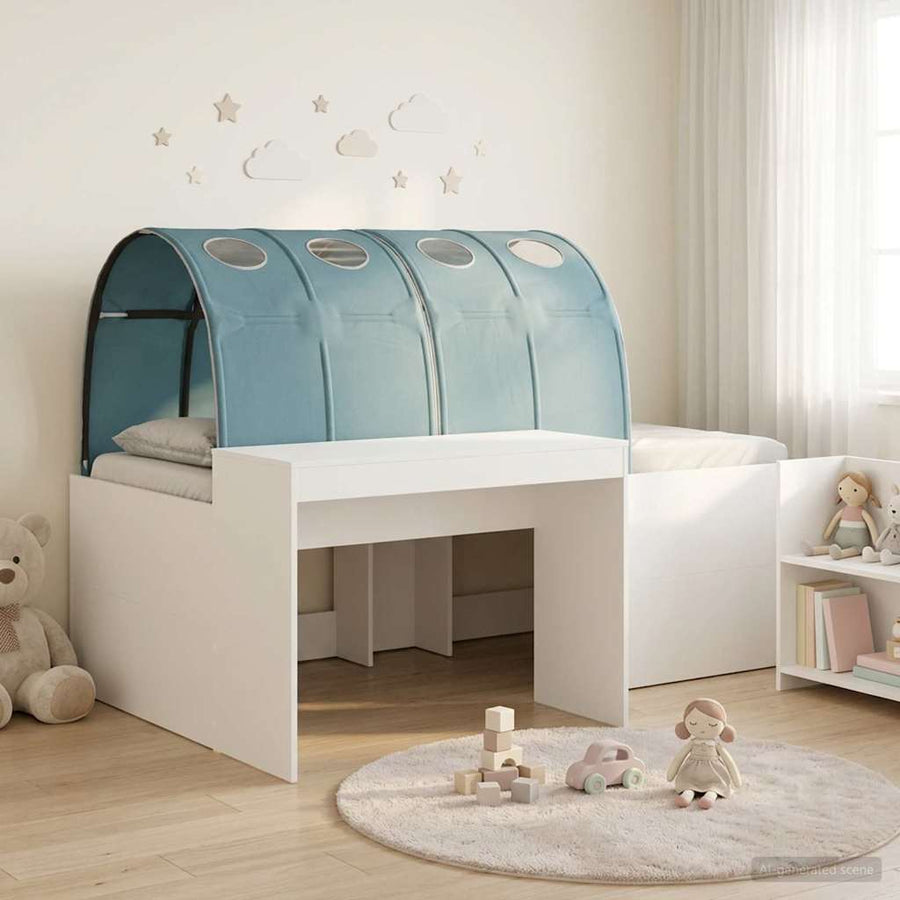Bed met Tunnel 4 pcs Artisian Eik en Lichtblauw Bewerkt hout