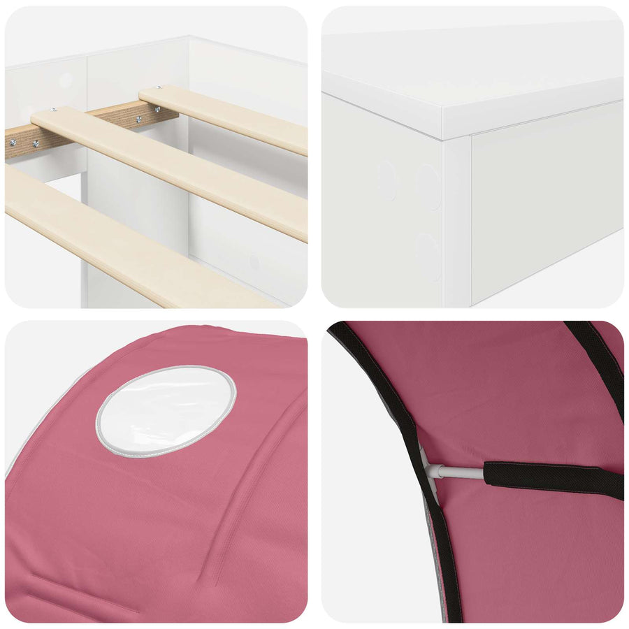 Bed met Tunnel 4 pcs Artisian Eik en Roze Bewerkt hout