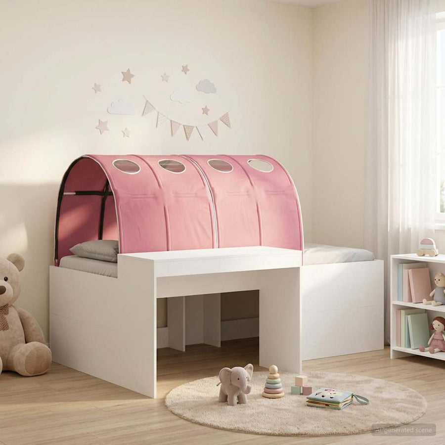 Bed met Tunnel 4 pcs Artisian Eik en Roze Bewerkt hout