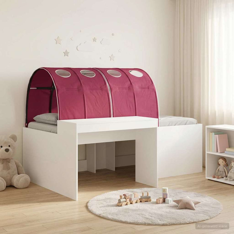 Bed met Tunnel 4 pcs Artisian Eik en Rood Bewerkt hout