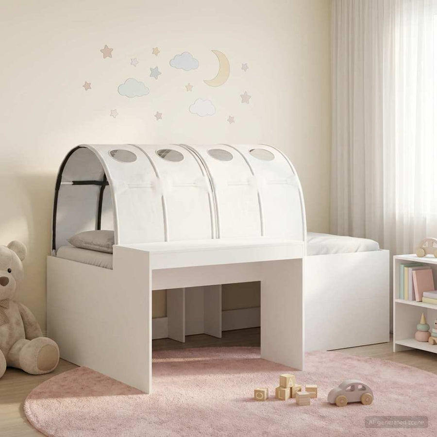 Bed met Tunnel 4 pcs Artisian Eik en Wit Bewerkt hout