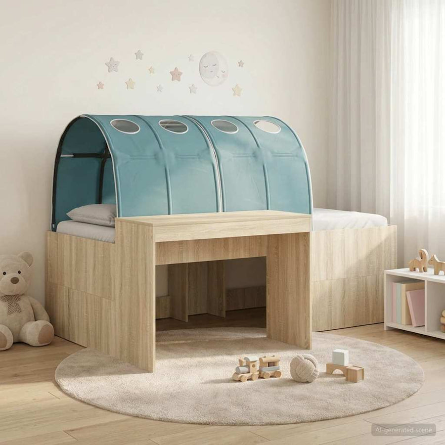 Bed met Tunnel 3 st Artisian Eik en Lichtblauw Bewerkt hout