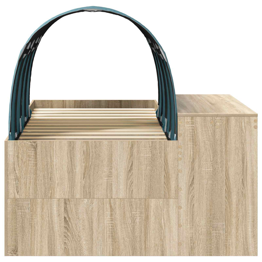 Bed met Tunnel 3 st Artisian Eik en Lichtblauw Bewerkt hout