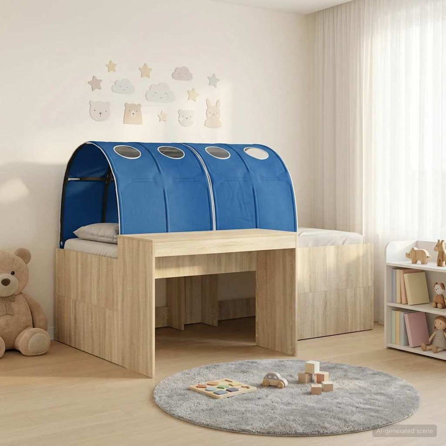Bed met Tunnel 3 st Artisian Eik en Blauw Bewerkt hout