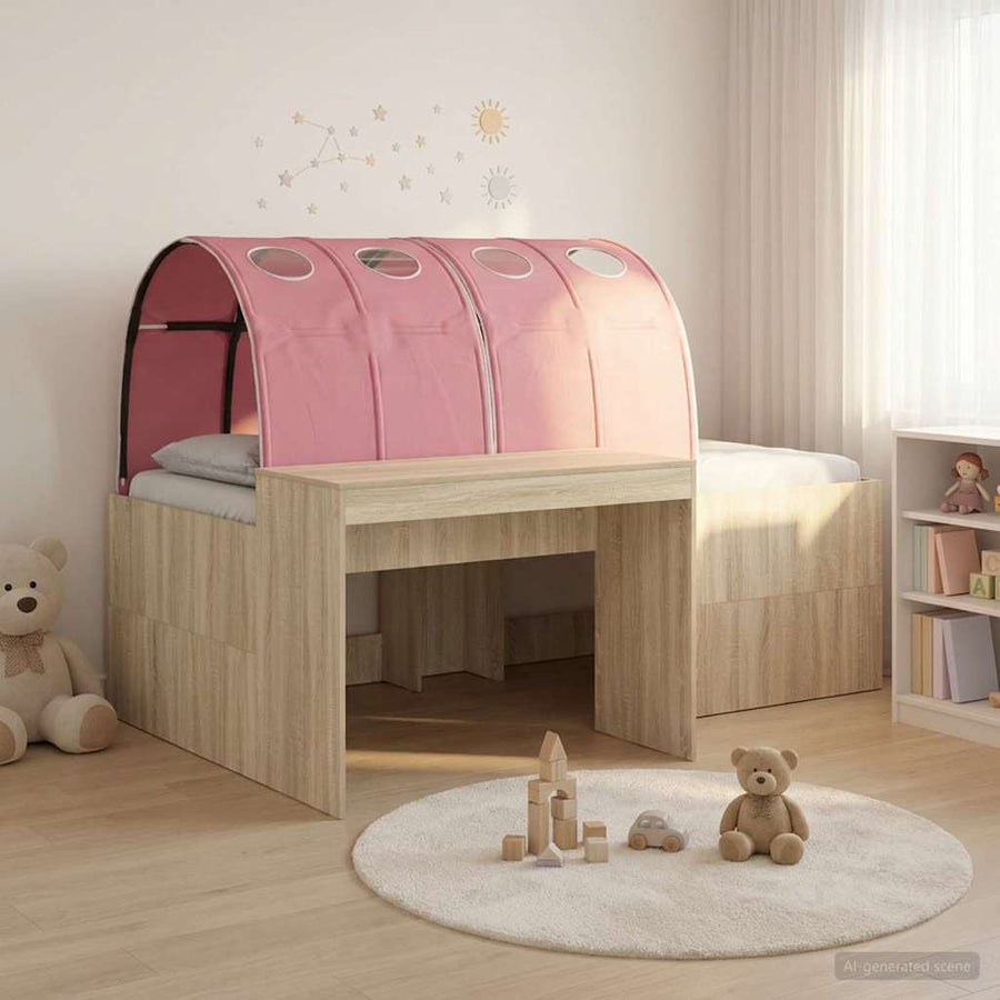 Bed met Tunnel 3 st Artisian Eik en Roze Bewerkt hout