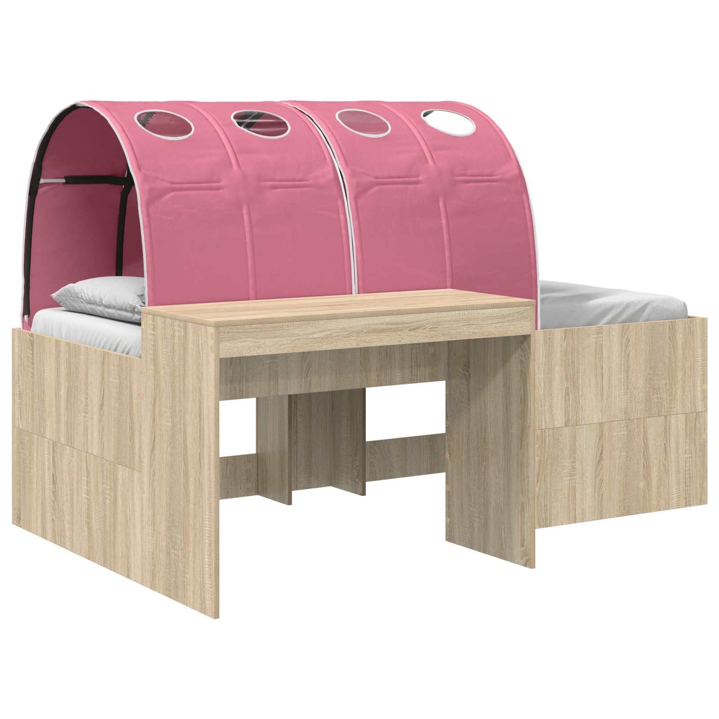 Bed met Tunnel 3 st Artisian Eik en Roze Bewerkt hout
