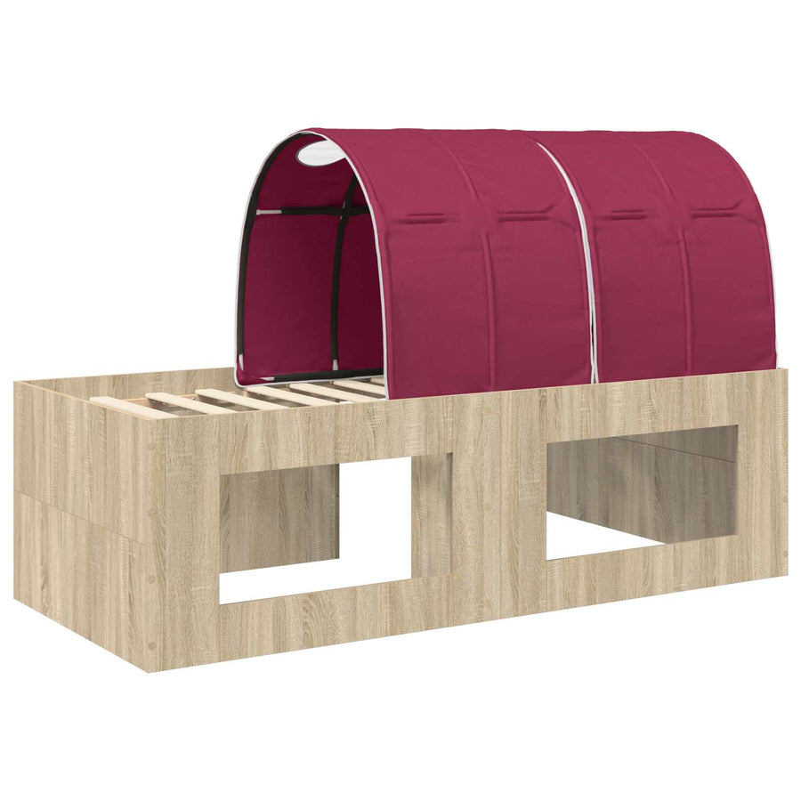 Bed met Tunnel 3 st Artisian Eik en Rood Bewerkt hout