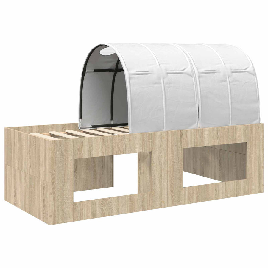 Bed met Tunnel 3 st Artisian Eik en Wit Bewerkt hout
