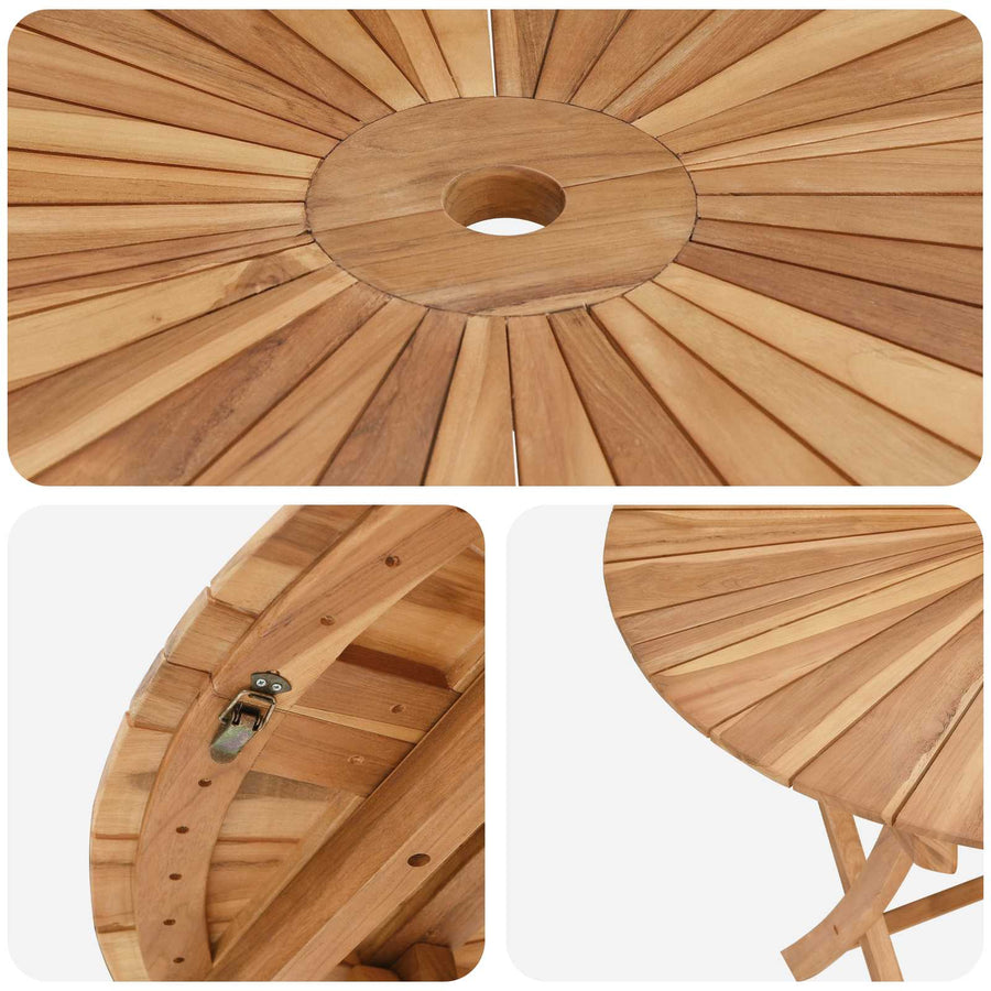 Opklapbare tuintafel Naturel Ø 110 x 75 cm Massief Teakhout