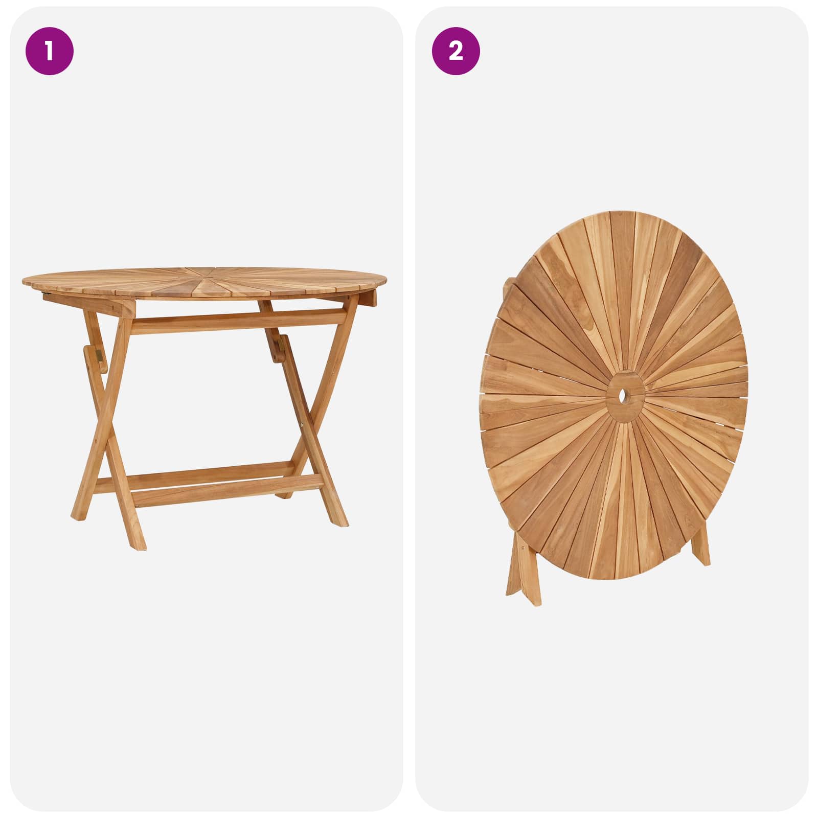 Opklapbare tuintafel Naturel Ø 110 x 75 cm Massief Teakhout