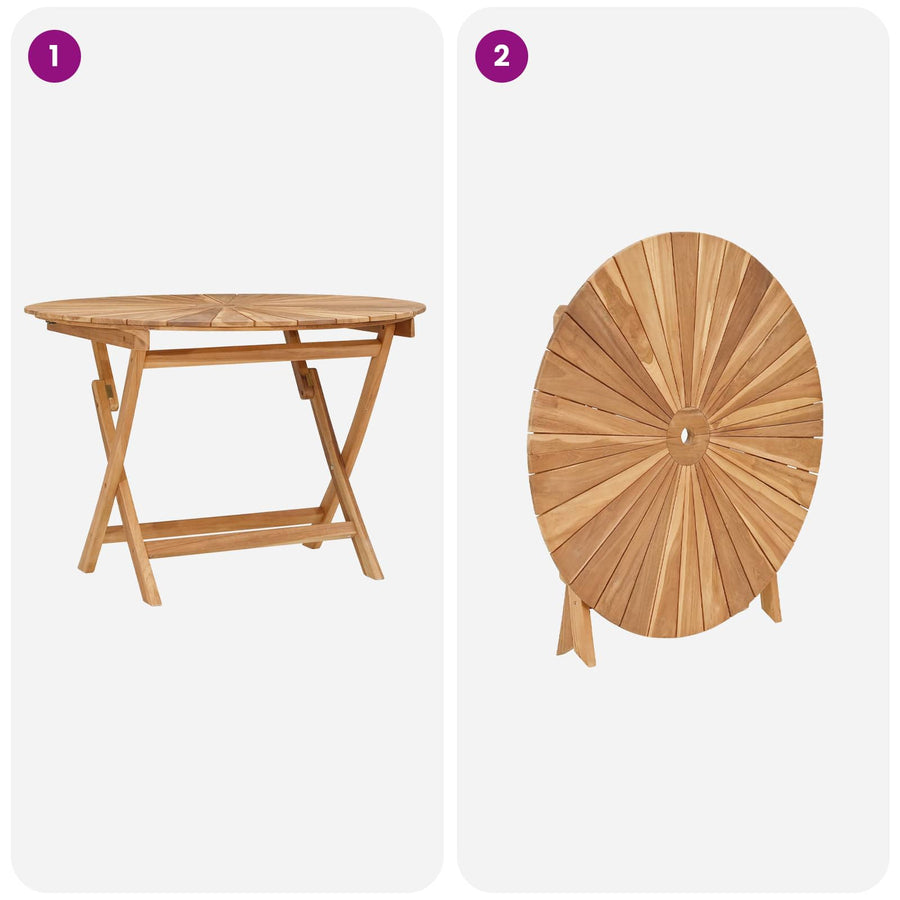 Opklapbare tuintafel Naturel Ø 110 x 75 cm Massief Teakhout