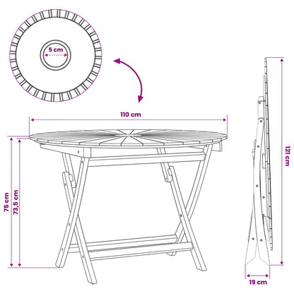 Opklapbare tuintafel Naturel Ø 110 x 75 cm Massief Teakhout
