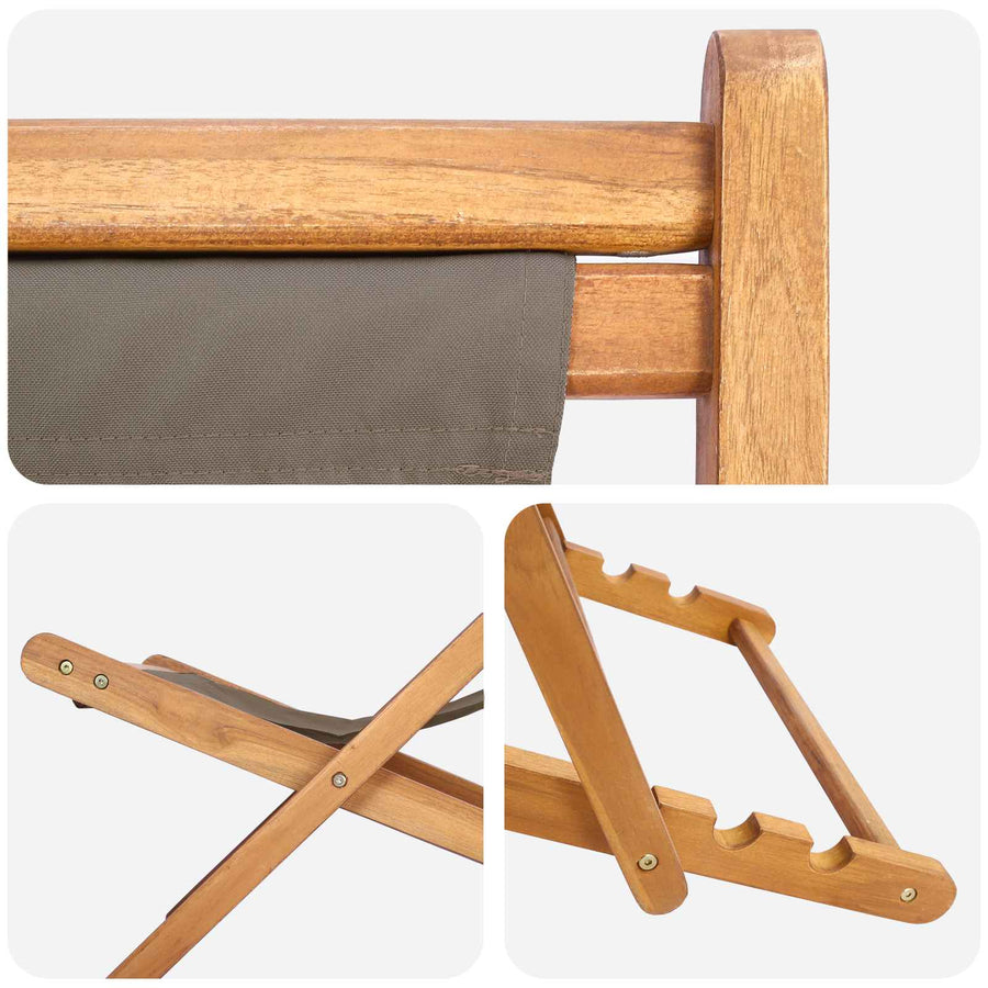 Strandstoel Taupe Massief Teakhout