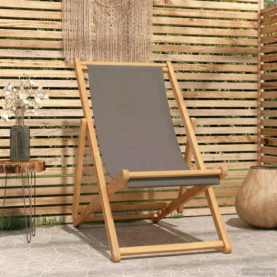 Strandstoel Taupe Massief Teakhout