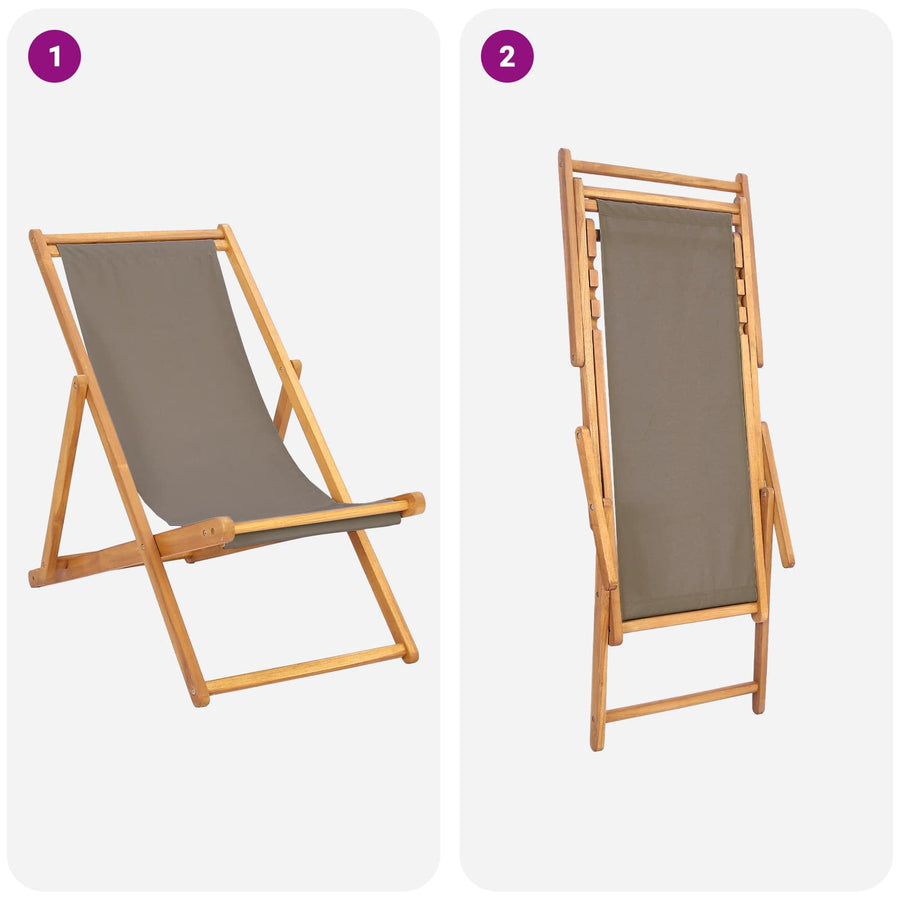 Strandstoel Taupe Massief Teakhout