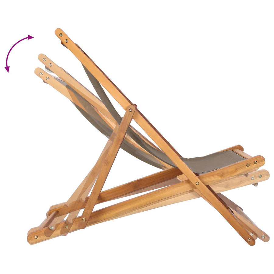 Strandstoel Taupe Massief Teakhout