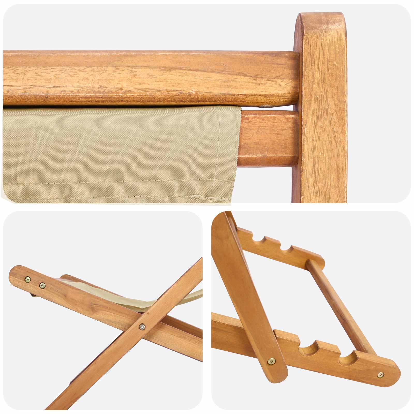 Strandstoel Beige Massief Teakhout