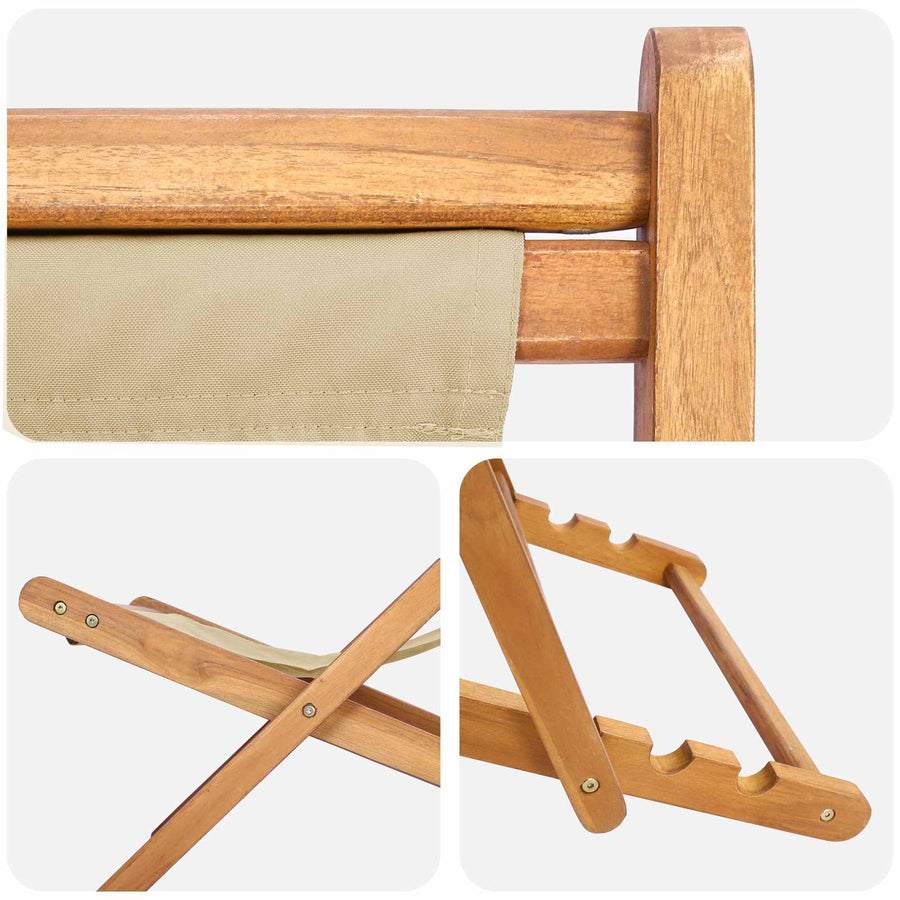 Strandstoel Beige Massief Teakhout