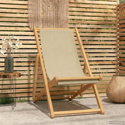 Strandstoel massief teakhout beige 107x61x96 cm