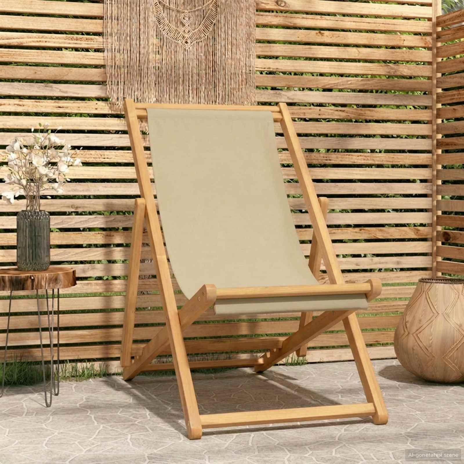 Strandstoel Beige Massief Teakhout