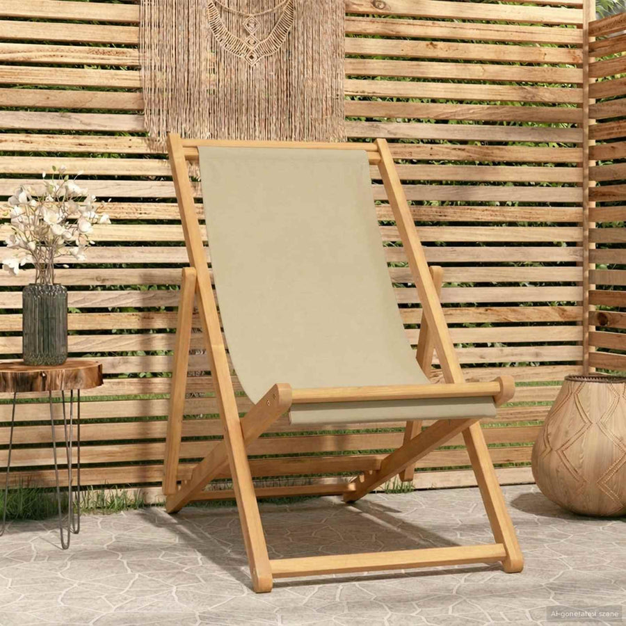 Strandstoel Beige Massief Teakhout