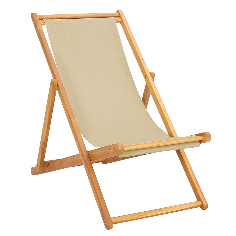 Strandstoel Beige Massief Teakhout