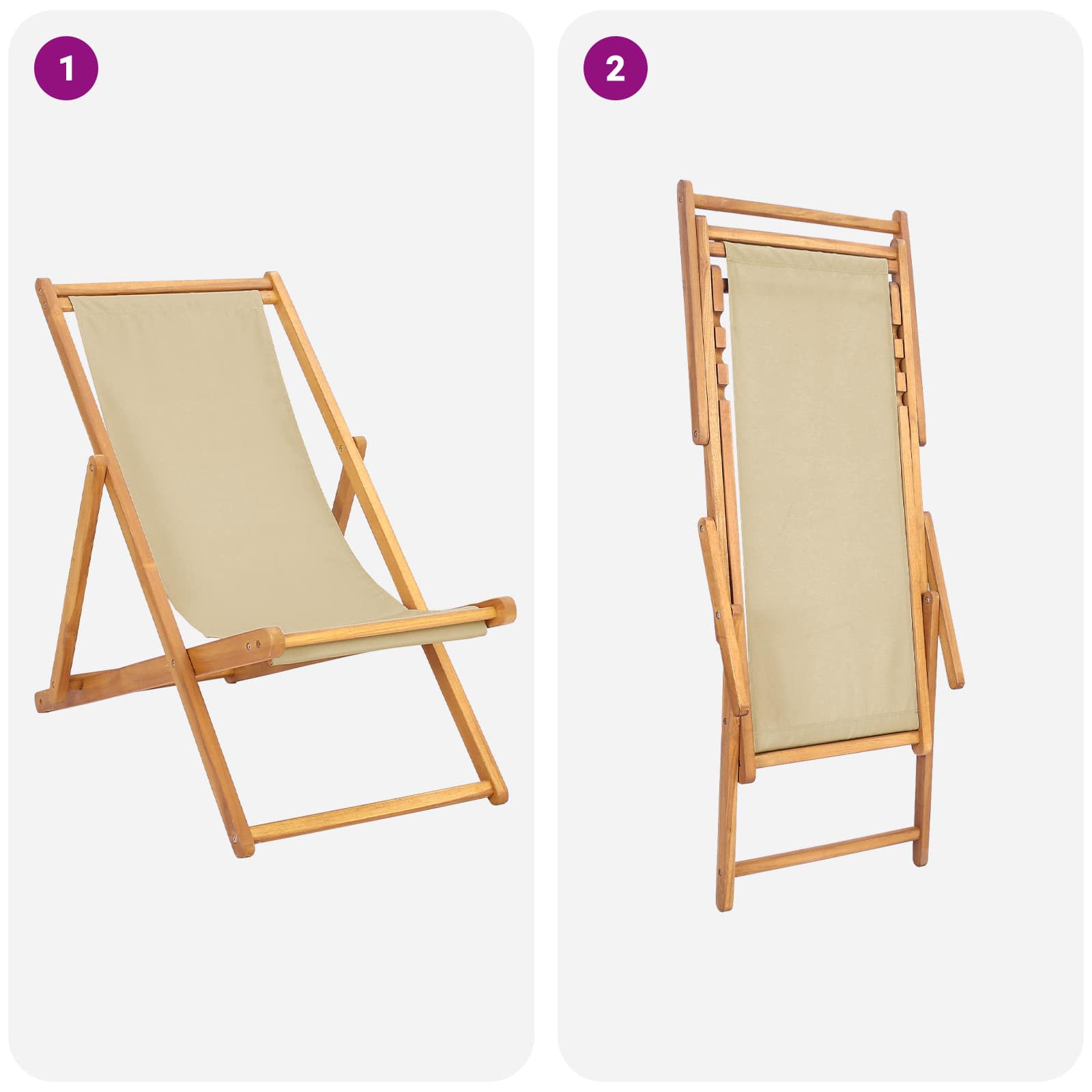 Strandstoel Beige Massief Teakhout