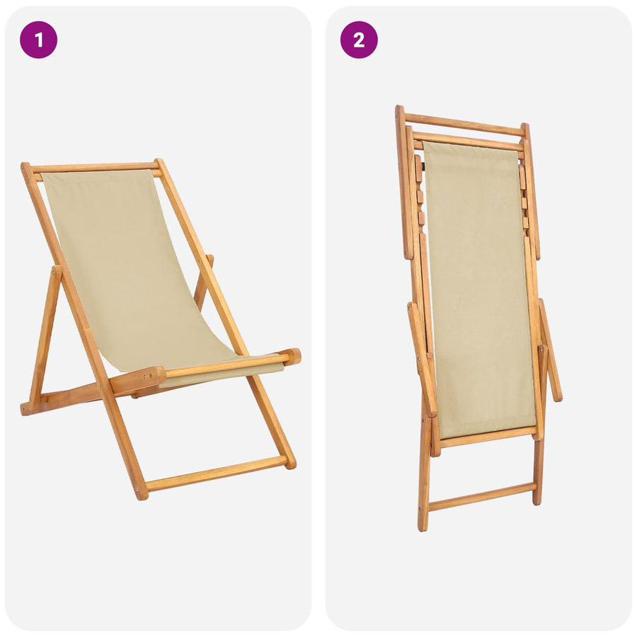 Strandstoel Beige Massief Teakhout