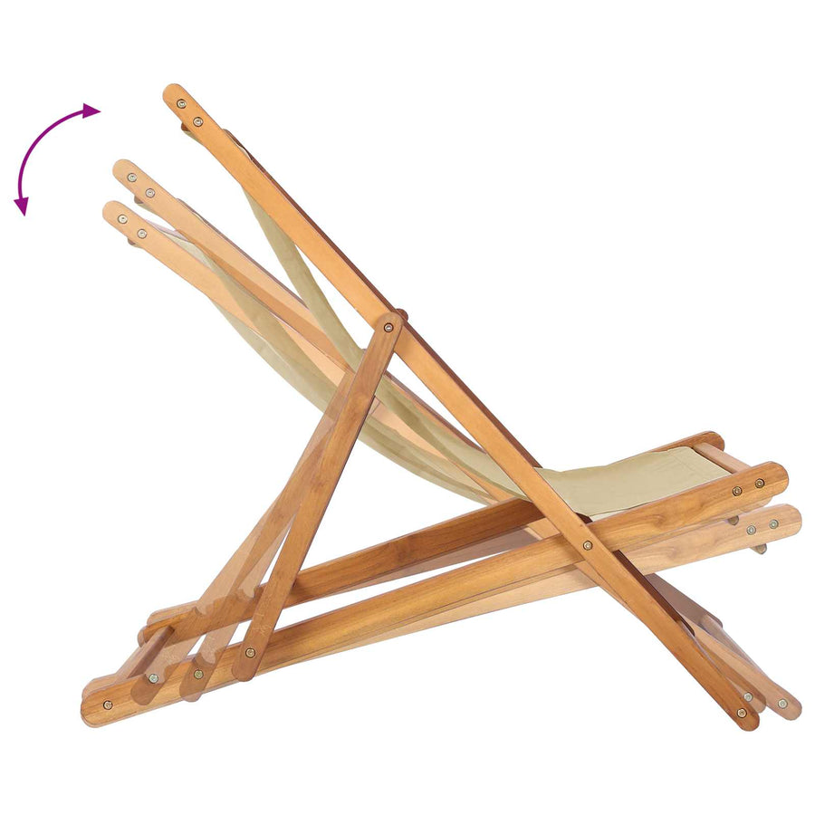 Strandstoel Beige Massief Teakhout