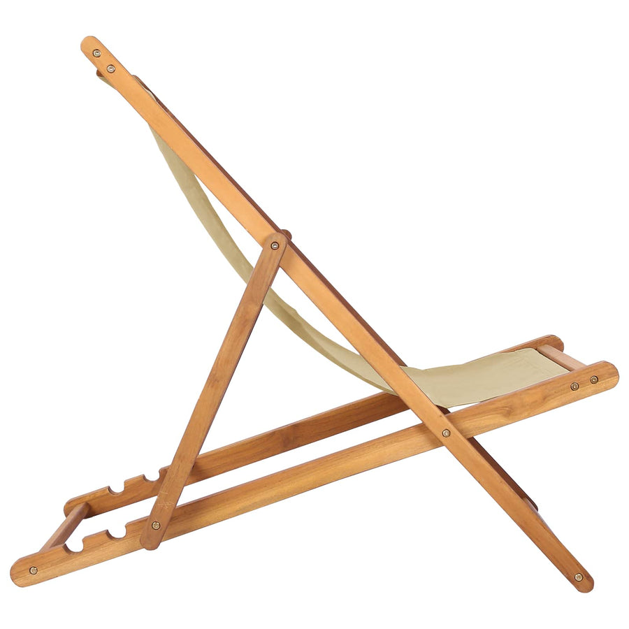 Strandstoel Beige Massief Teakhout