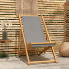 Deck Chair Light Grey Solid Teak Wood