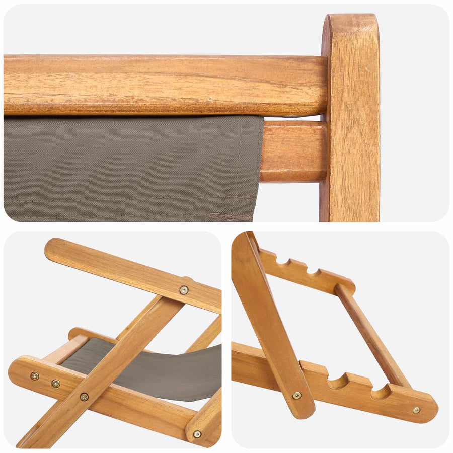 Strandstoel Taupe Massief Teakhout