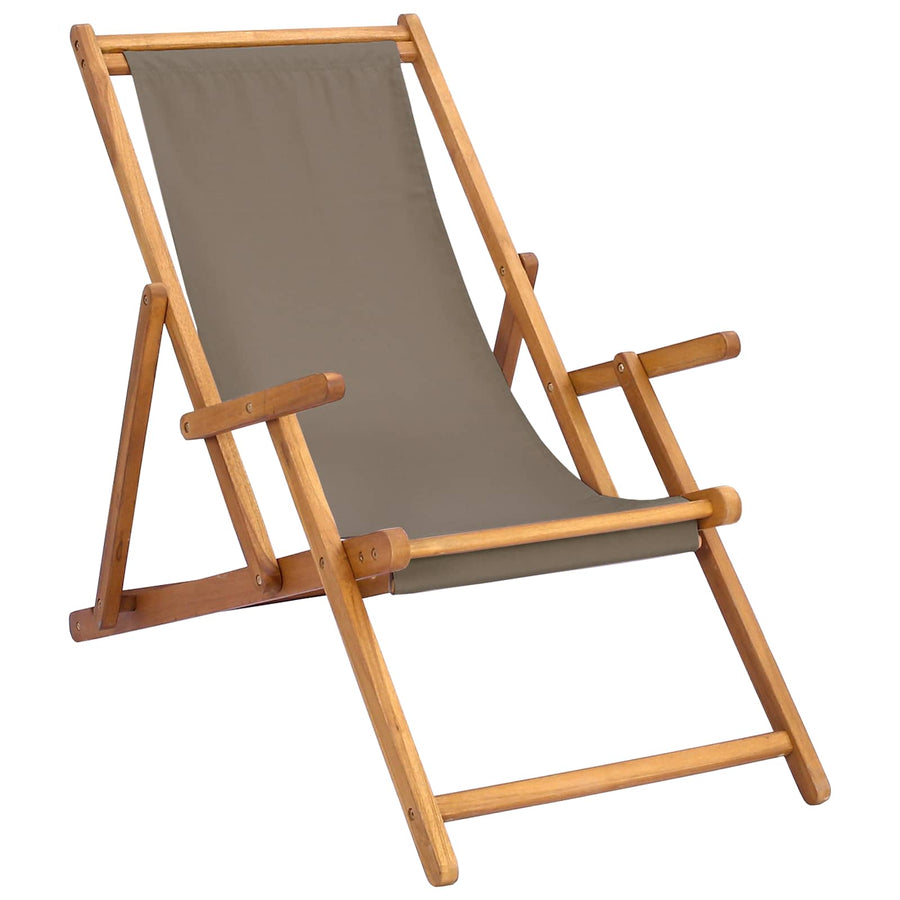 Strandstoel Taupe Massief Teakhout
