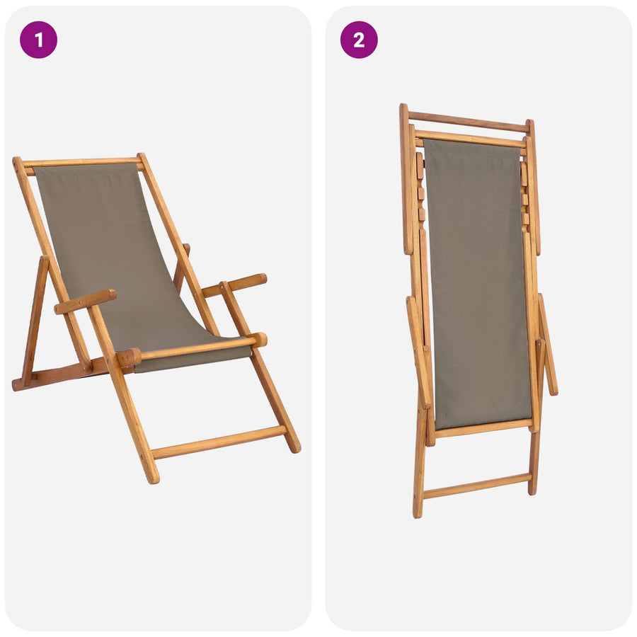 Strandstoel Taupe Massief Teakhout