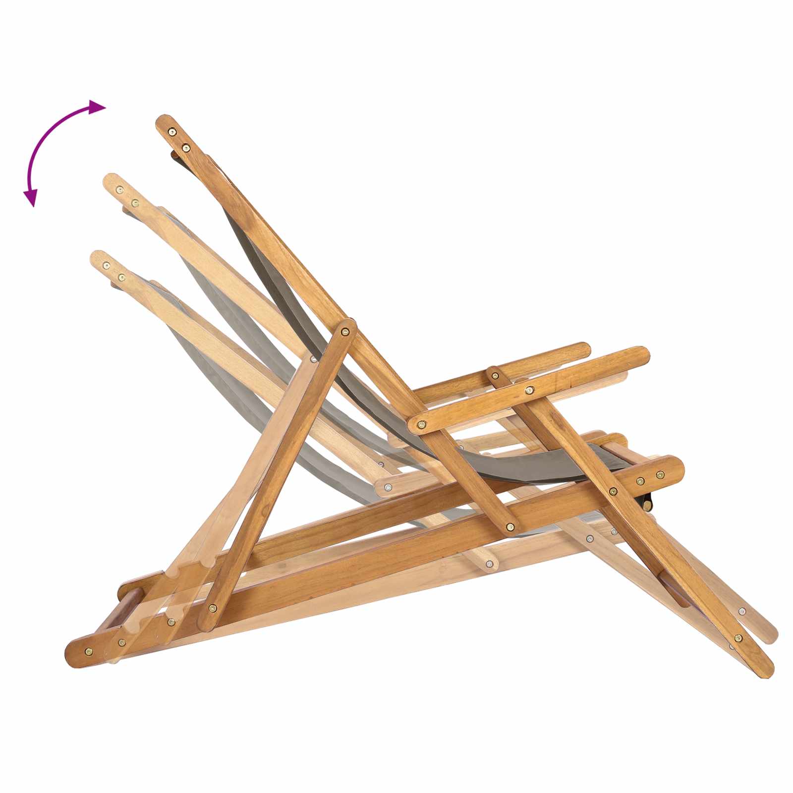 Strandstoel Taupe Massief Teakhout