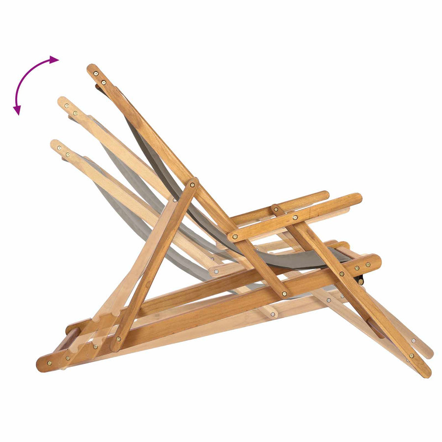 Strandstoel Taupe Massief Teakhout